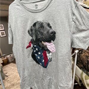 Patriotic Gray Dog Graphic T-Shirt